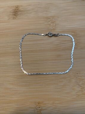 Vintage Sterling Silver Flat Link Bracelet - Silver unisex